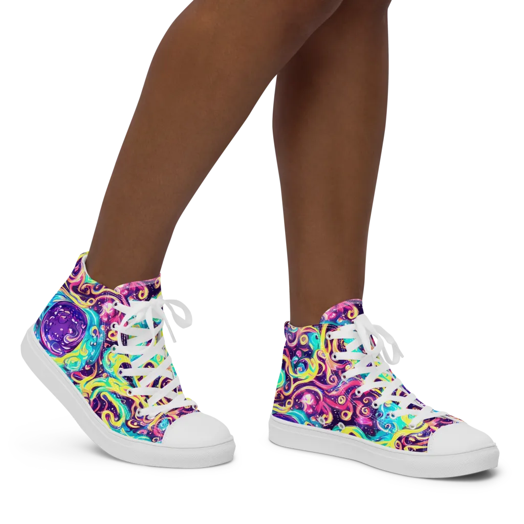 Candy Nebula on Women's High Top Canvas Shoes — Right