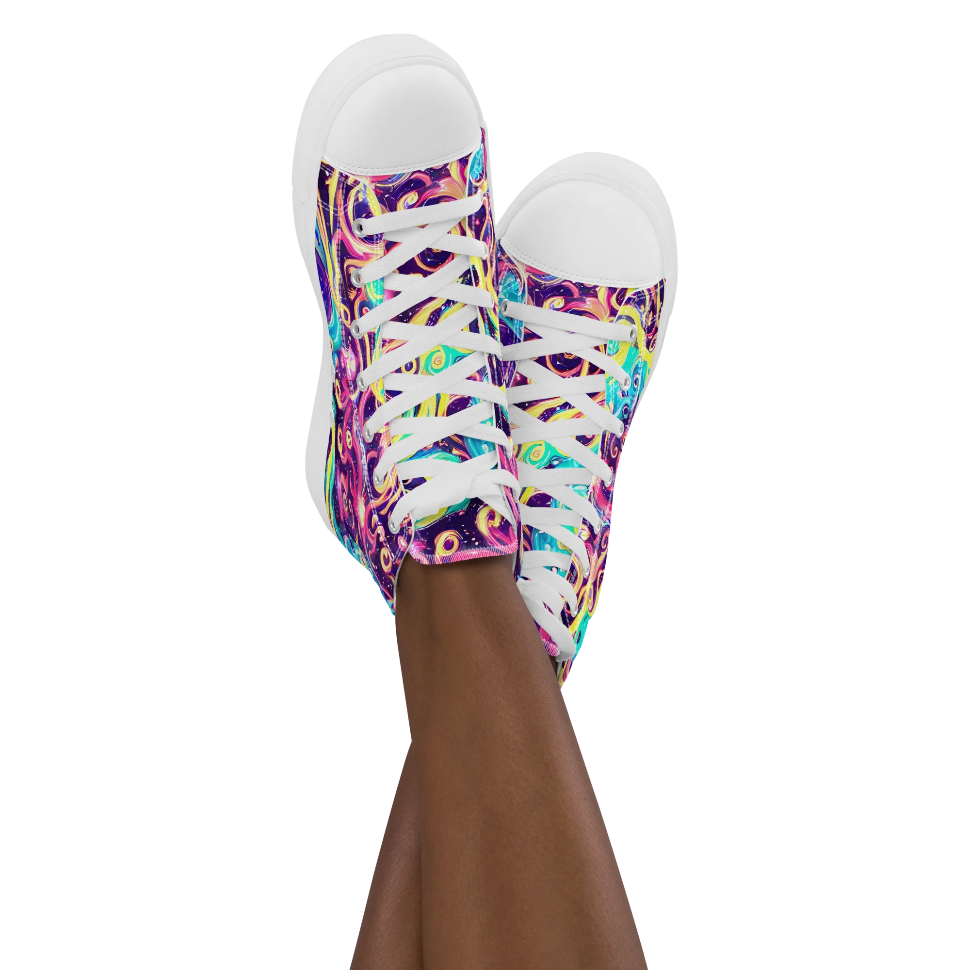 Candy Nebula on Women's High Top Canvas Shoes — Front