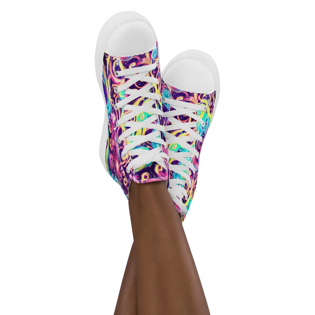 Candy Nebula on Women's High Top Canvas Shoes — Front