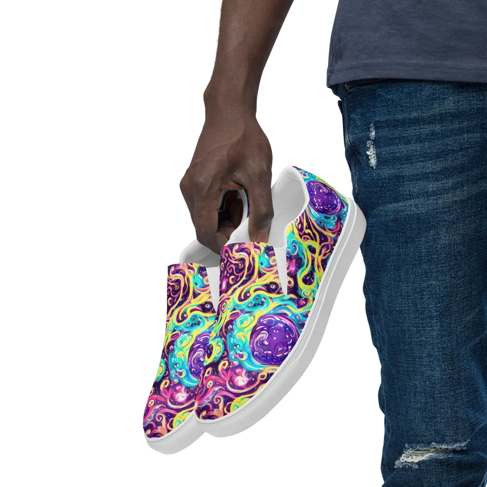Candy Nebula on Men's Slip-On Canvas Shoes — Left Front