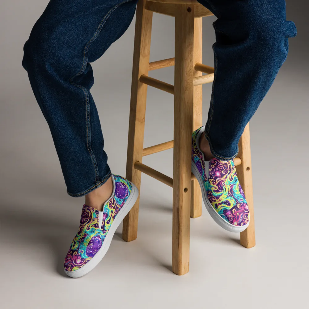 Candy Nebula on Men's Slip-On Canvas Shoes — Front