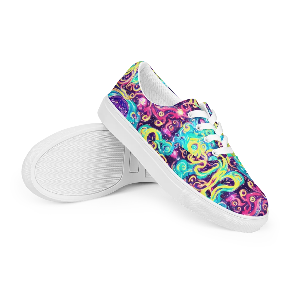 Candy Nebula on Men's Lace-Up Canvas Shoes — Right Front