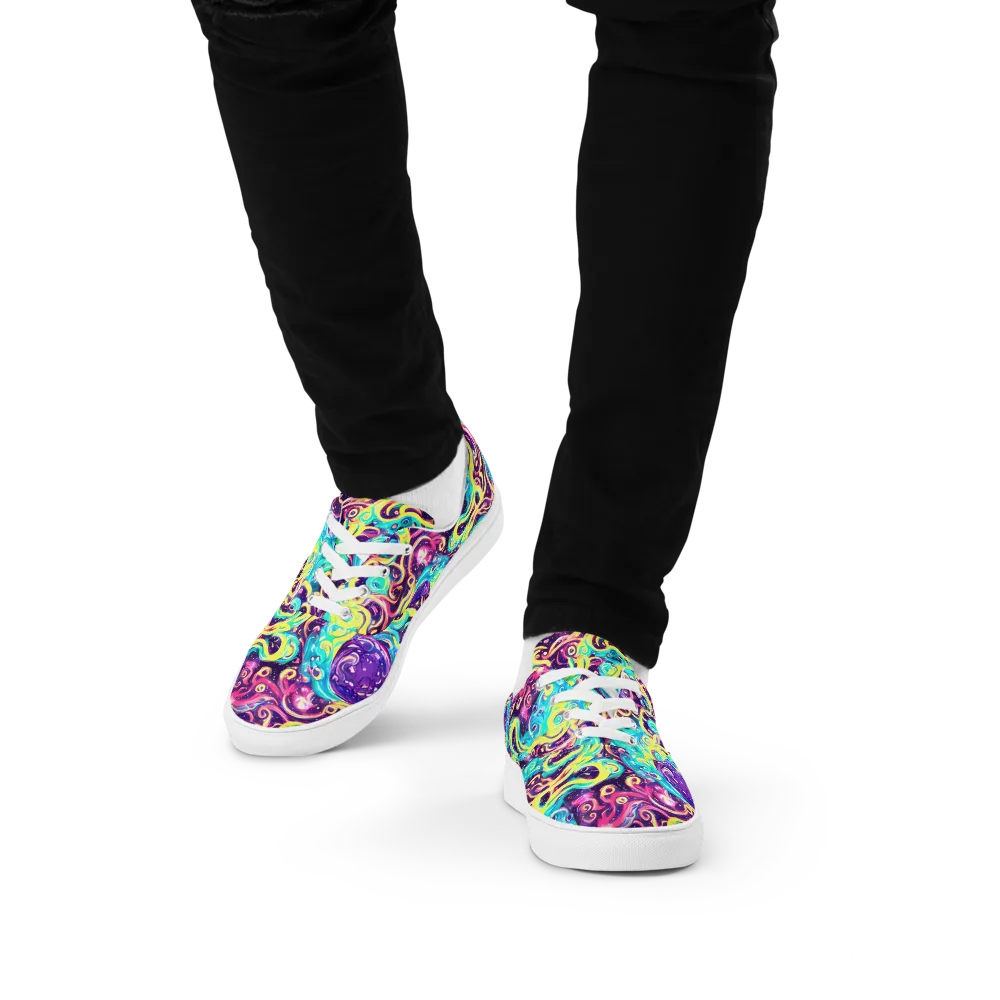 Candy Nebula on Men's Lace-Up Canvas Shoes — Front