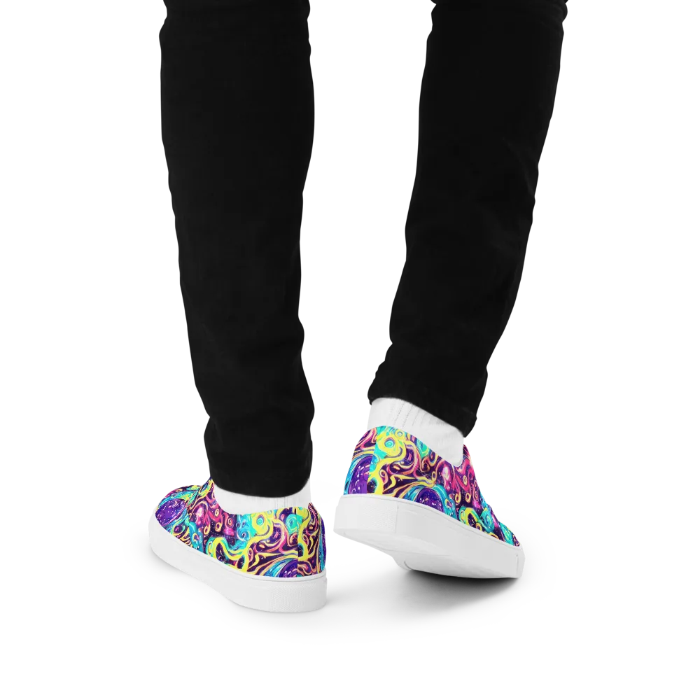 Candy Nebula on Men's Lace-Up Canvas Shoes — Back
