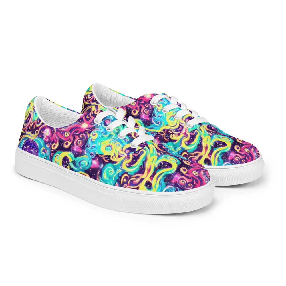 Candy Nebula on Men's Lace-Up Canvas Shoes — Right Front