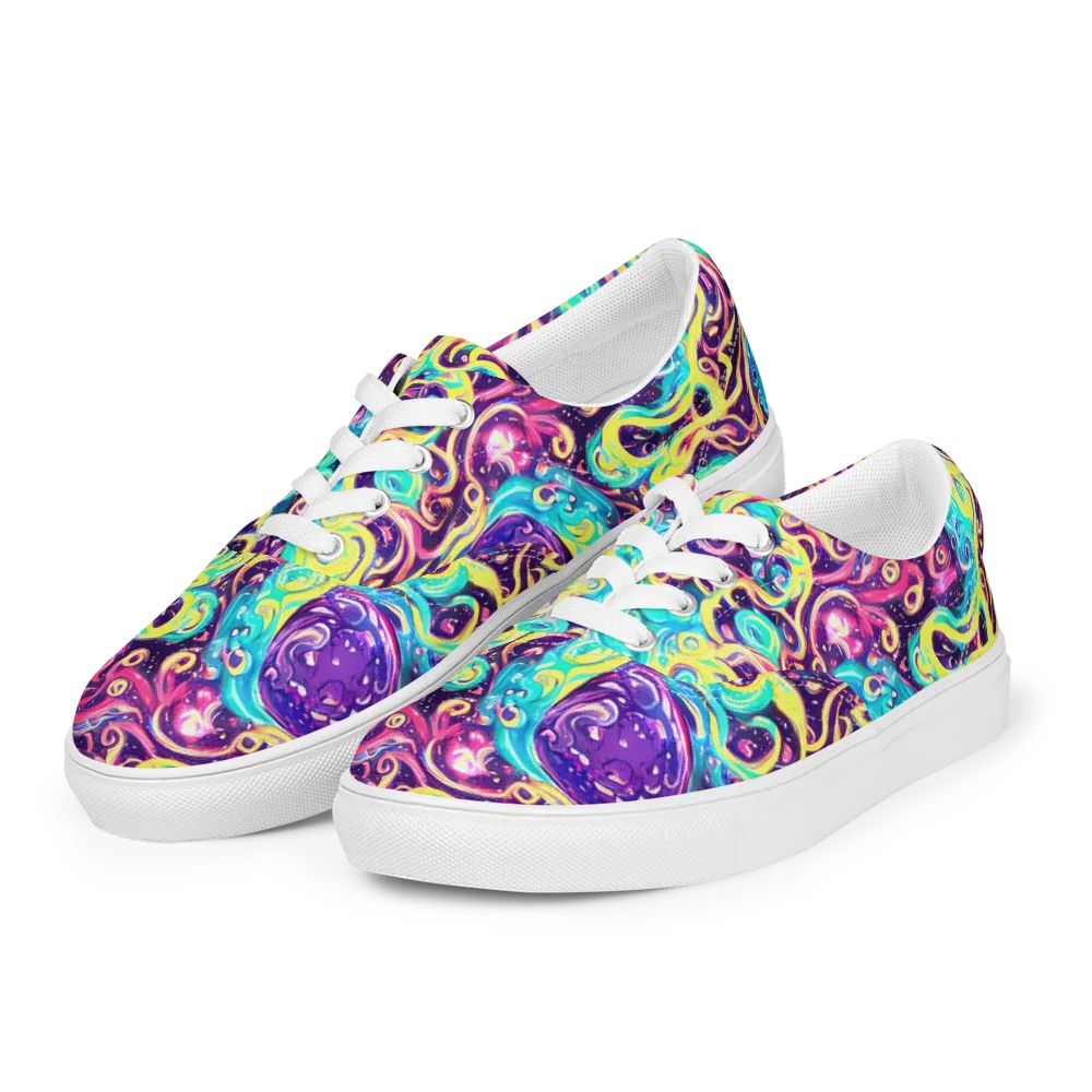 Candy Nebula on Men's Lace-Up Canvas Shoes — Left Front