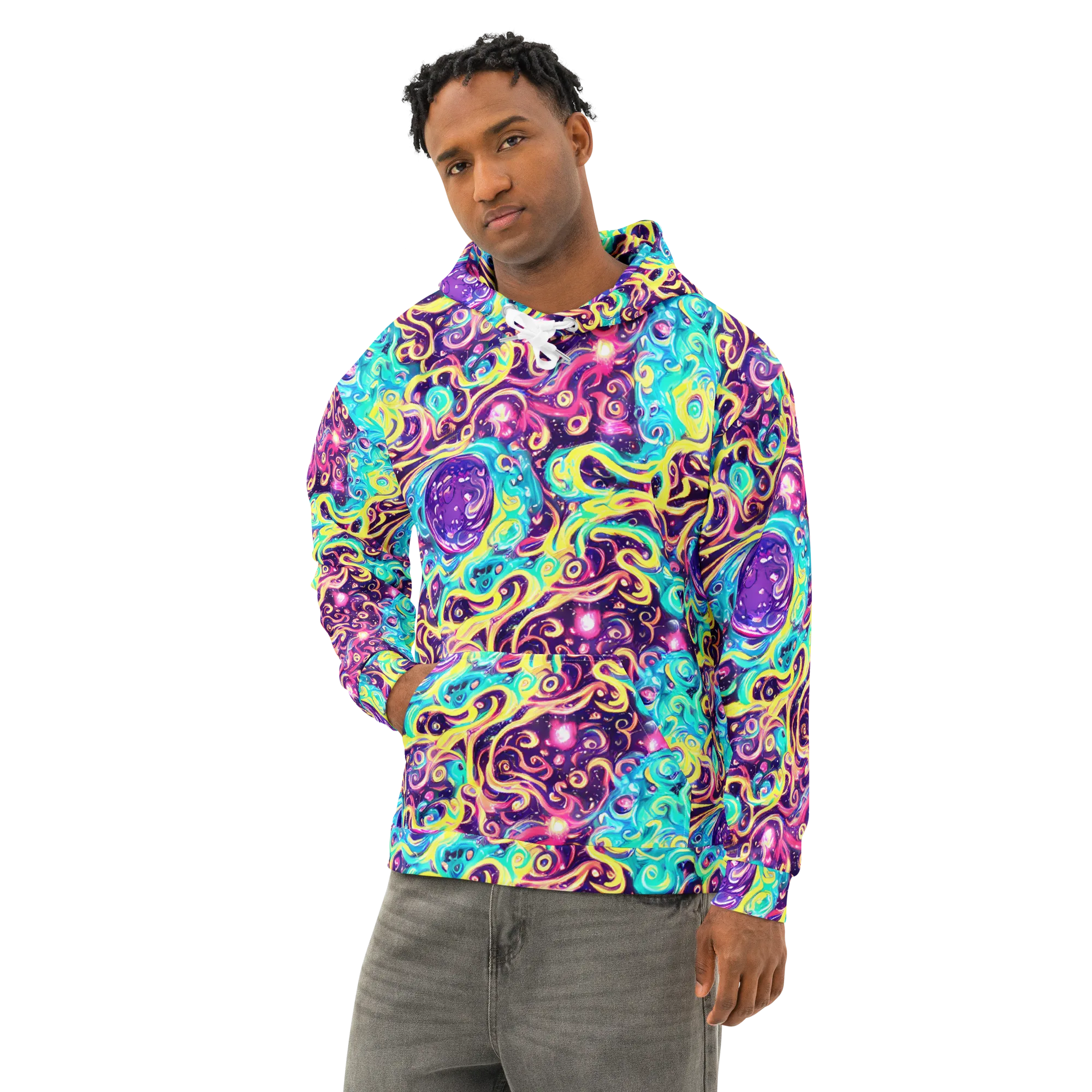Candy Nebula on Cotton Hoodie — Left Front