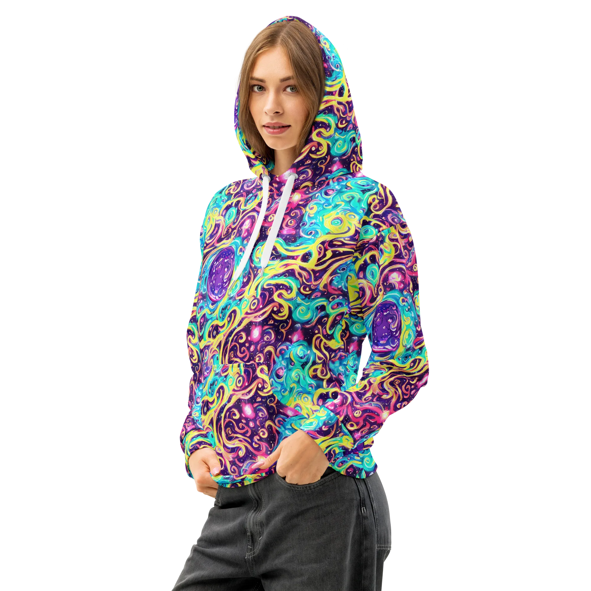 Candy Nebula on Cotton Hoodie — Left Front
