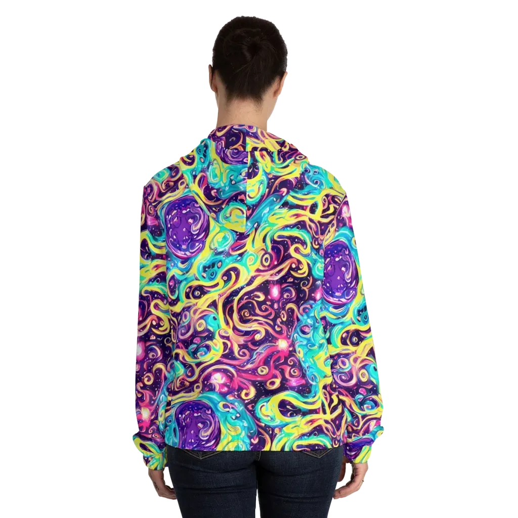 Candy Nebula on Women's Full-Zip Hoodie — Back On Person