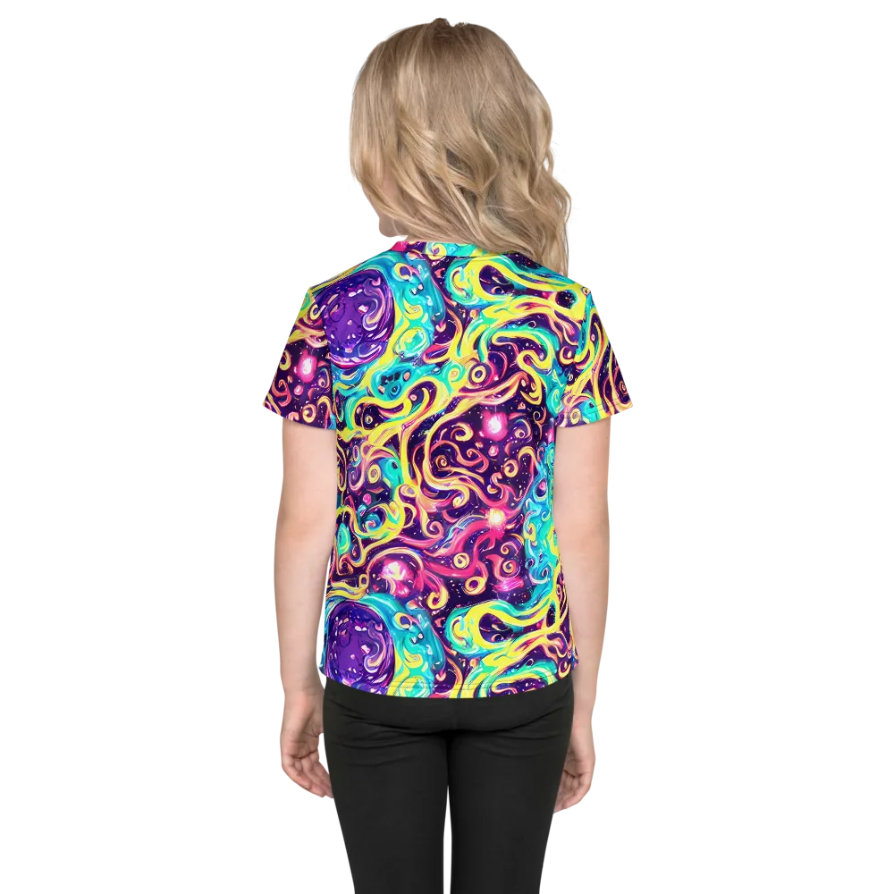 Candy Nebula on Kids Crew Neck T-Shirt — Back
