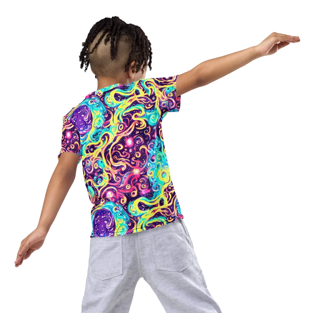 Candy Nebula on Kids Crew Neck T-Shirt — Back