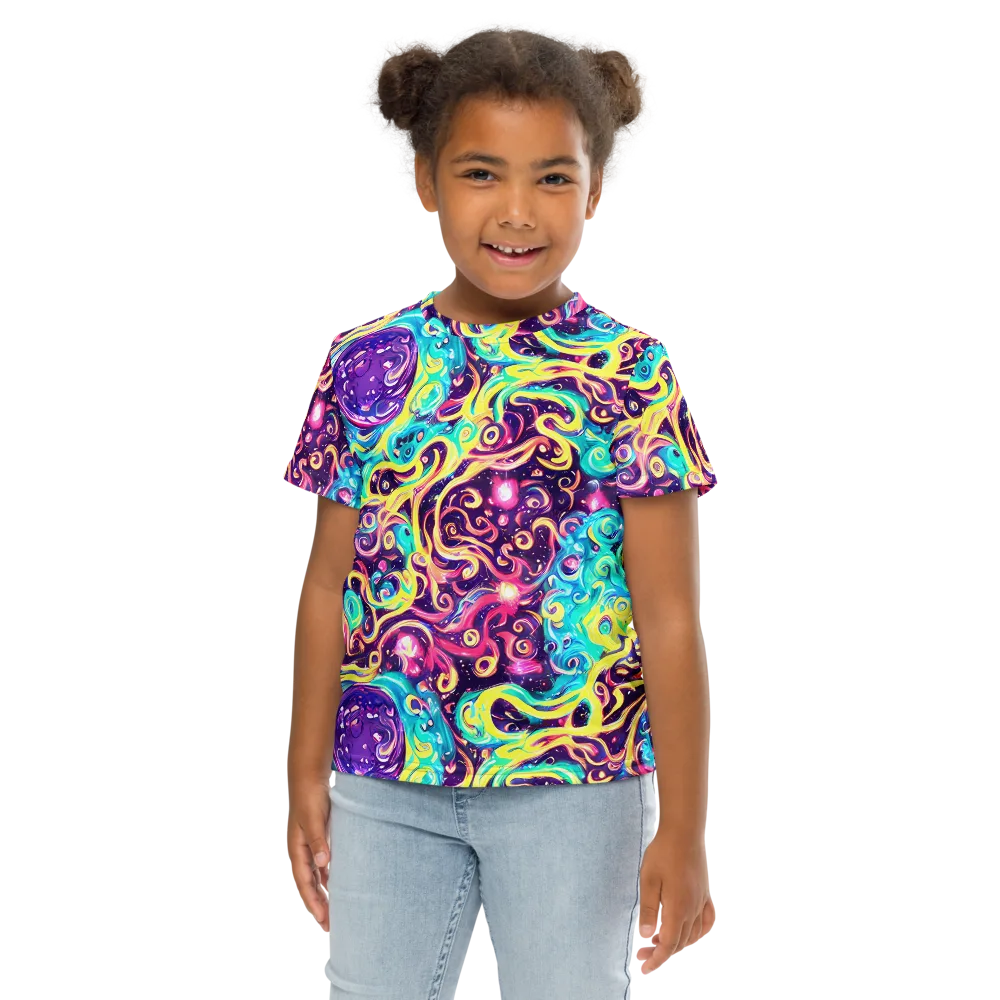 Candy Nebula on Kids Crew Neck T-Shirt — Front