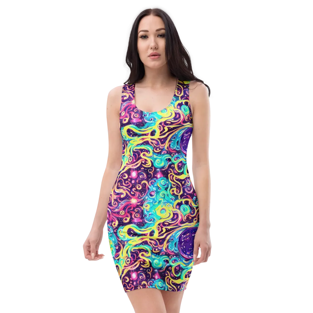 Candy Nebula on Bodycon Dress — Front