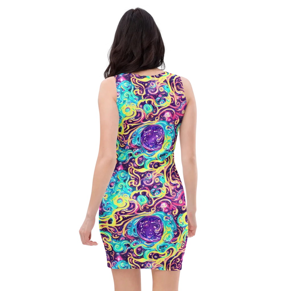 Candy Nebula on Bodycon Dress — Back