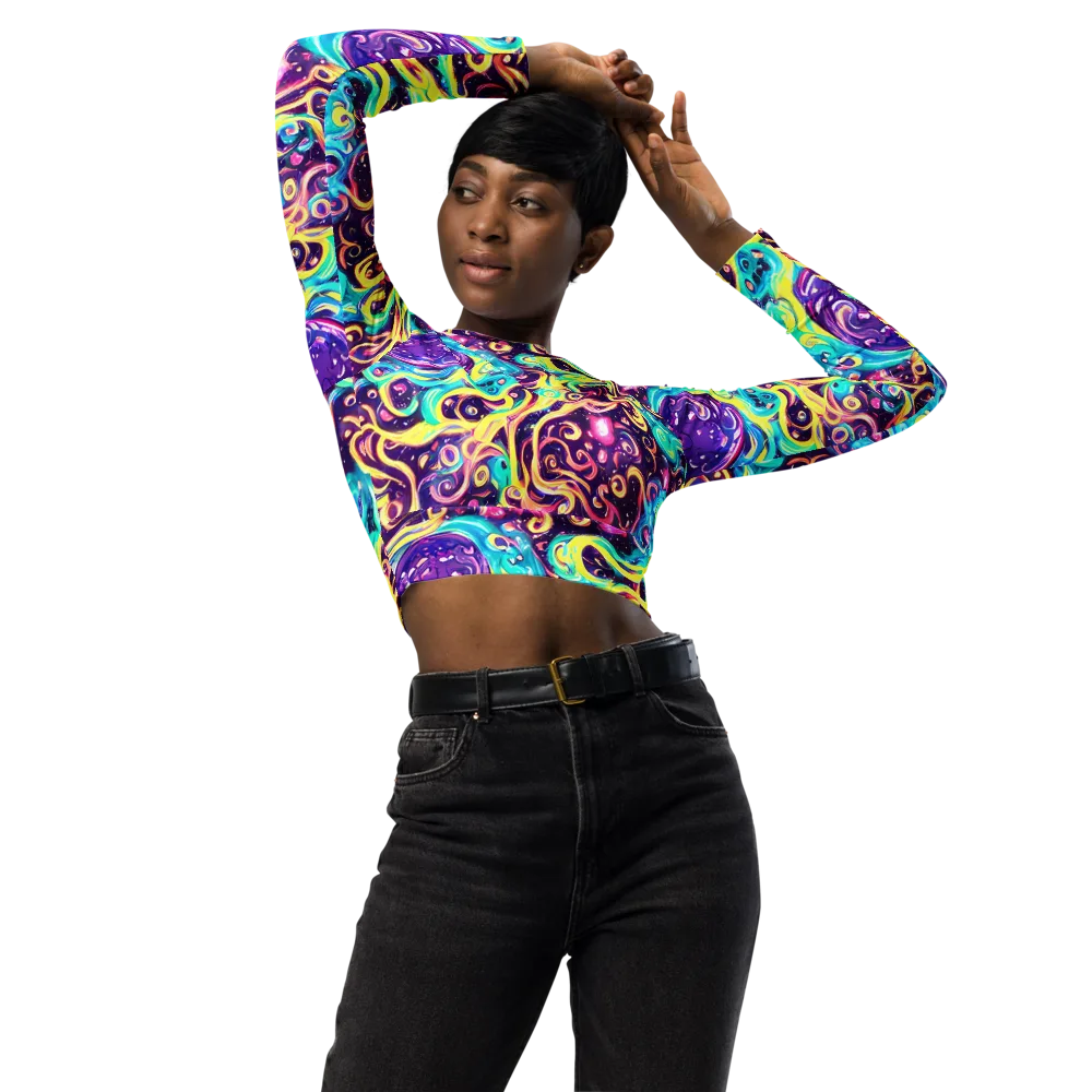 Candy Nebula on Long Sleeve Crop Top — Front