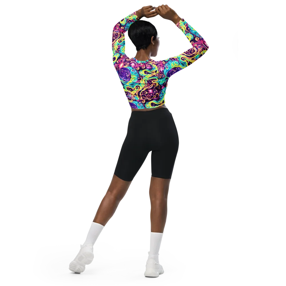 Candy Nebula on Long Sleeve Crop Top — Back