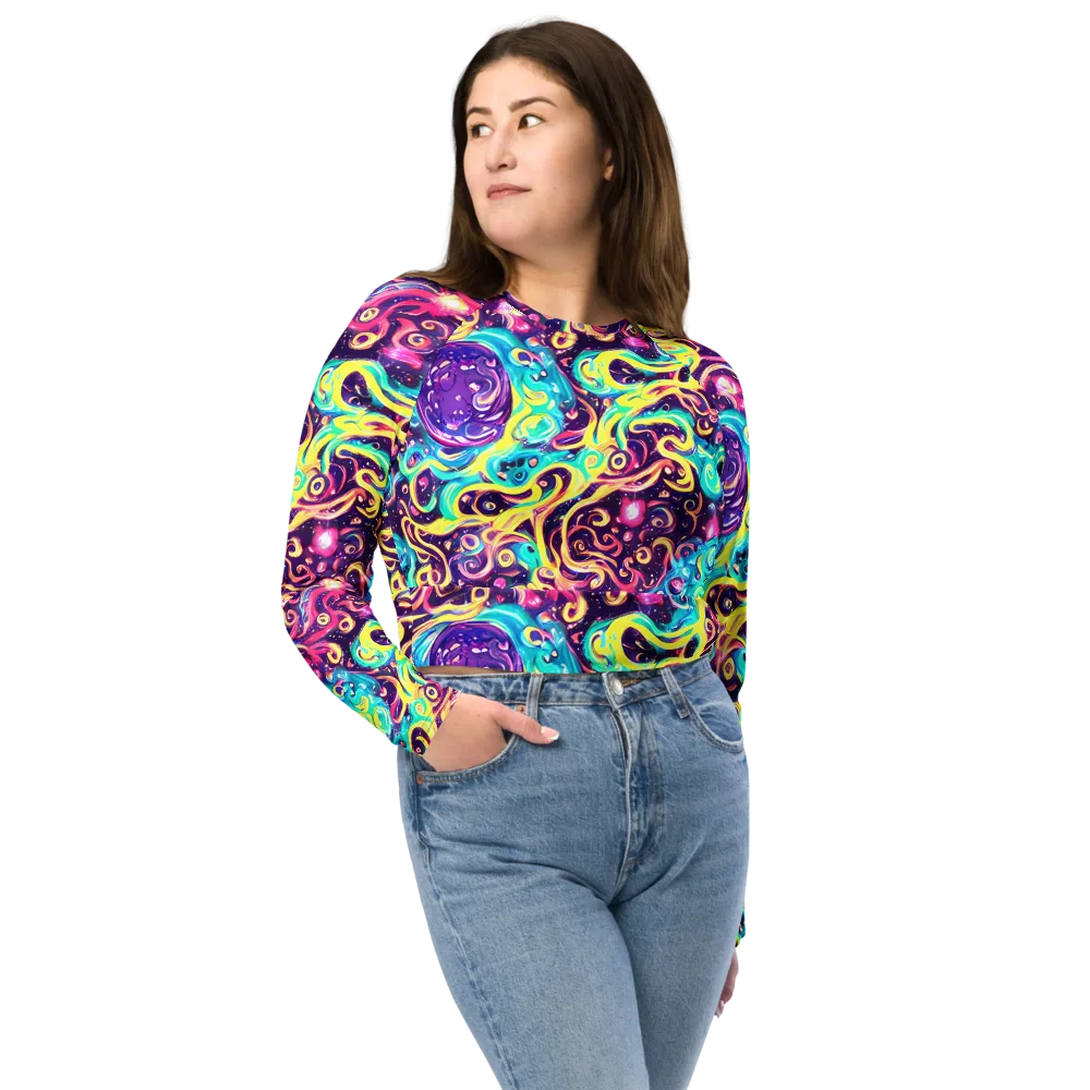Candy Nebula on Long Sleeve Crop Top — Front