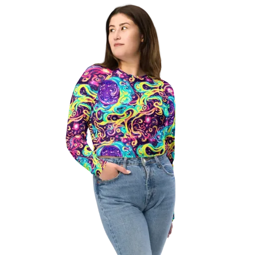 Candy Nebula on a Long Sleeve Crop Top