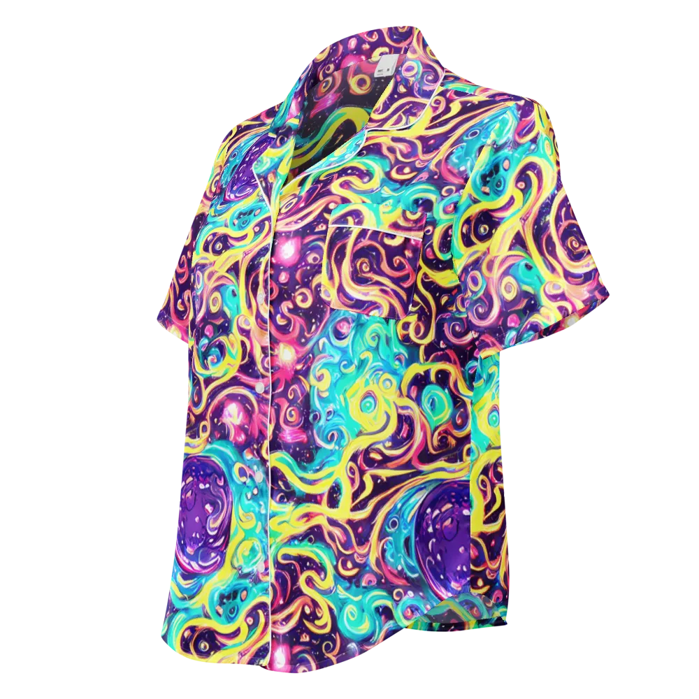 Candy Nebula on Women's Short Sleeve Pajama Top — Left Front