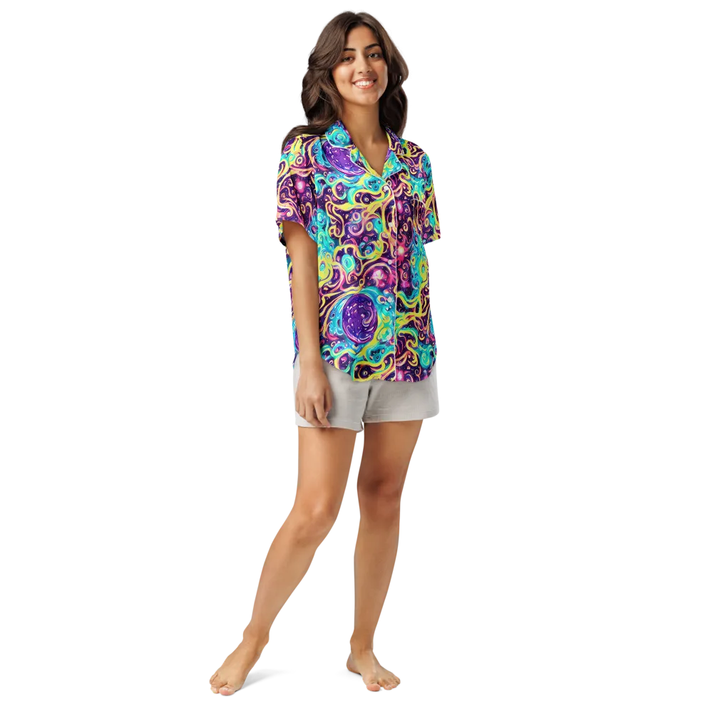 Candy Nebula on Women's Short Sleeve Pajama Top — Front