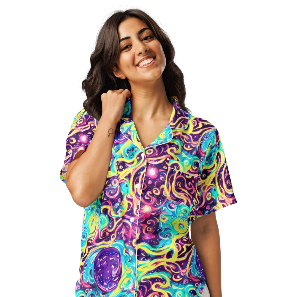 Candy Nebula on Women's Short Sleeve Pajama Top — Front