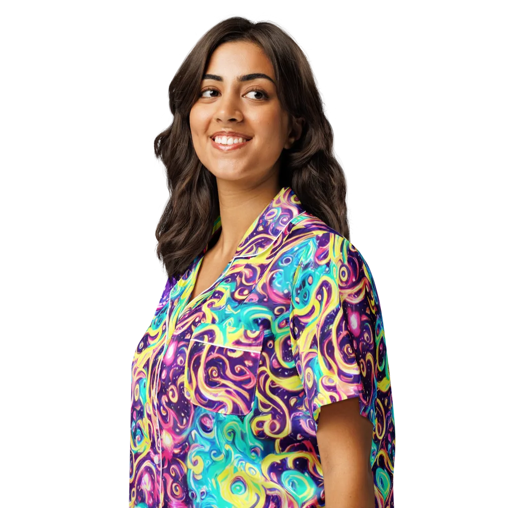 Candy Nebula on Women's Short Sleeve Pajama Top — Left Front