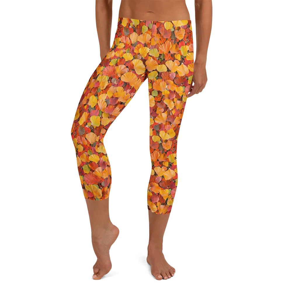 Ember Ginkgo on Capri Leggings — Front