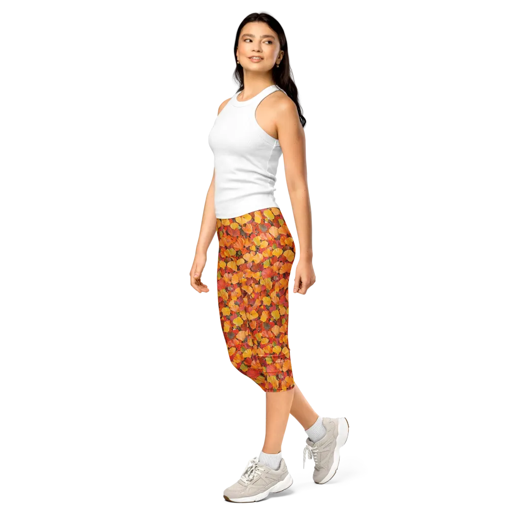 Ember Ginkgo on Capri Leggings — Left Front