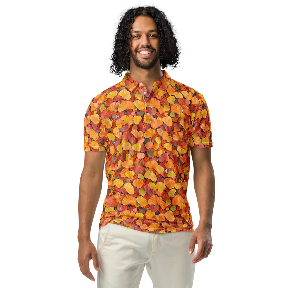Ember Ginkgo on Men's Slim Fit Polo Shirt — Front