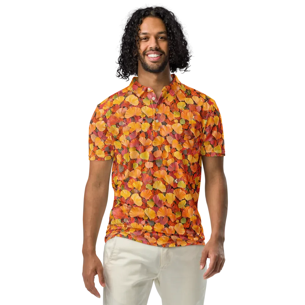 Ember Ginkgo on Men's Slim Fit Polo Shirt — Front