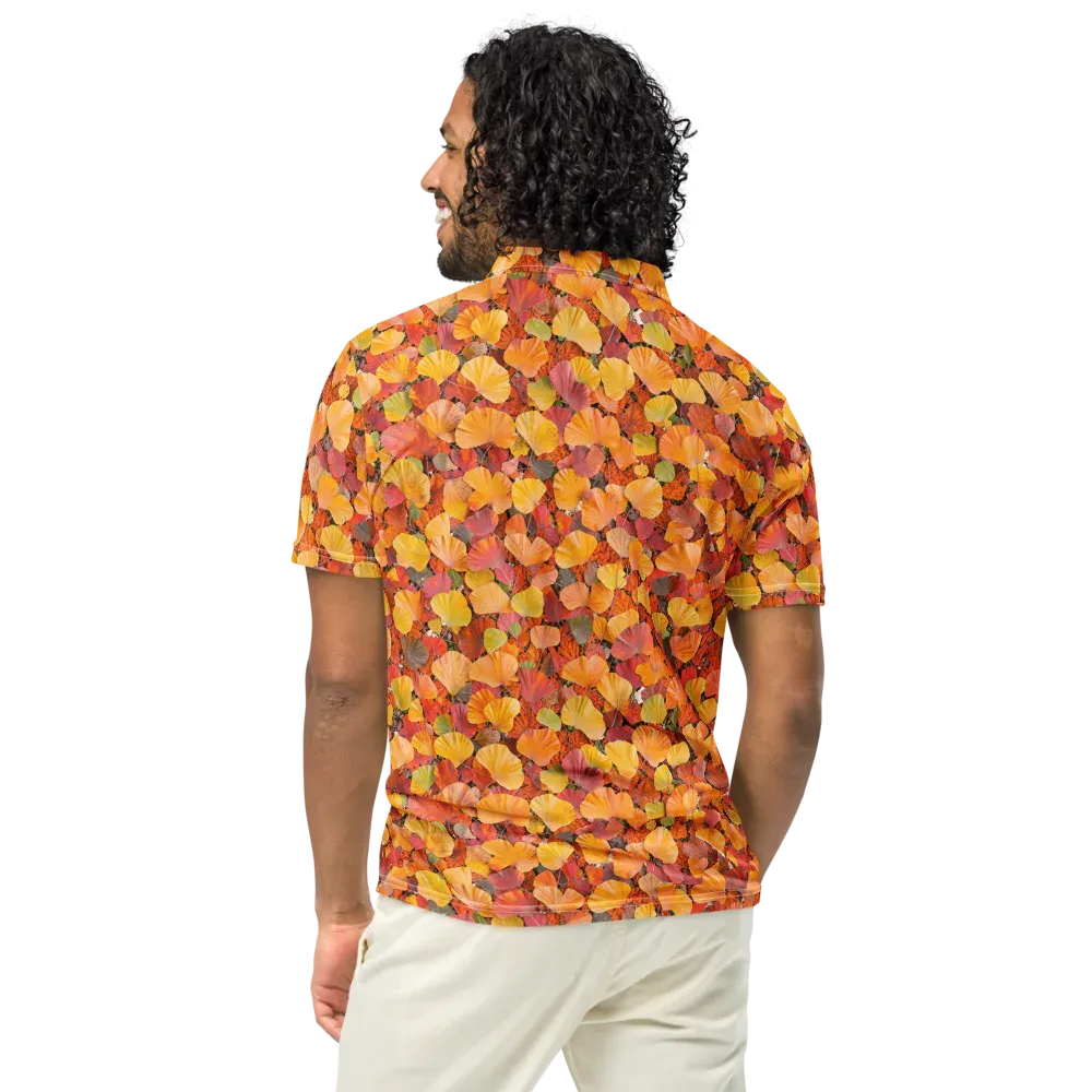 Ember Ginkgo on Men's Slim Fit Polo Shirt — Back