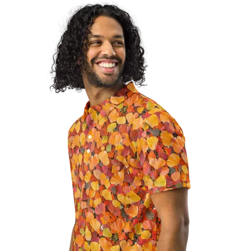 Ember Ginkgo on a Men's Slim Fit Polo Shirt