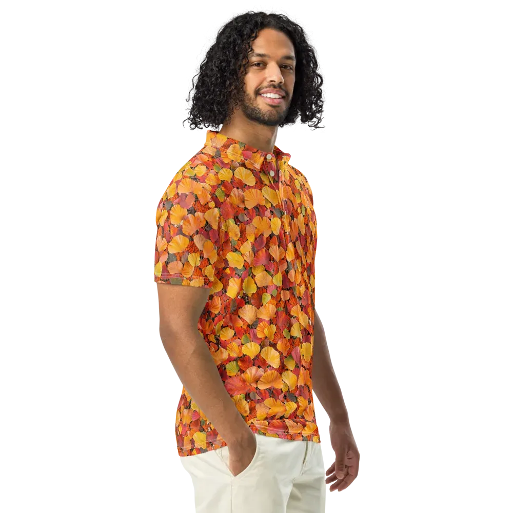 Ember Ginkgo on Men's Slim Fit Polo Shirt — Right Front
