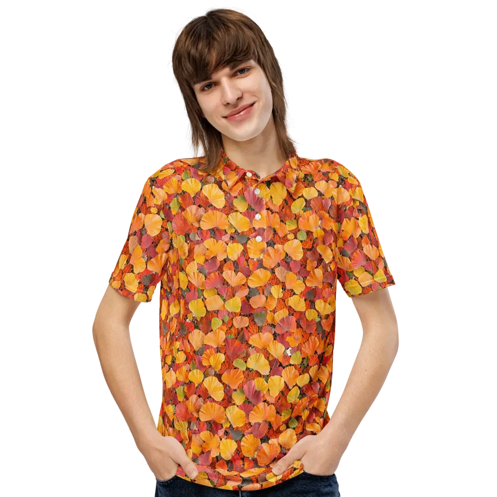 Ember Ginkgo on Men's Slim Fit Polo Shirt — Front