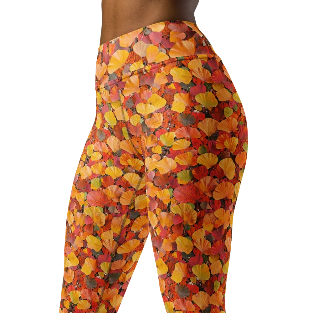 Ember Ginkgo on Yoga Leggings — Left Front