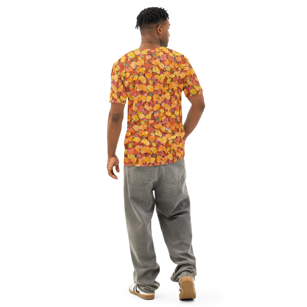 Ember Ginkgo on Men's Cotton Crew Neck T-Shirt — Back