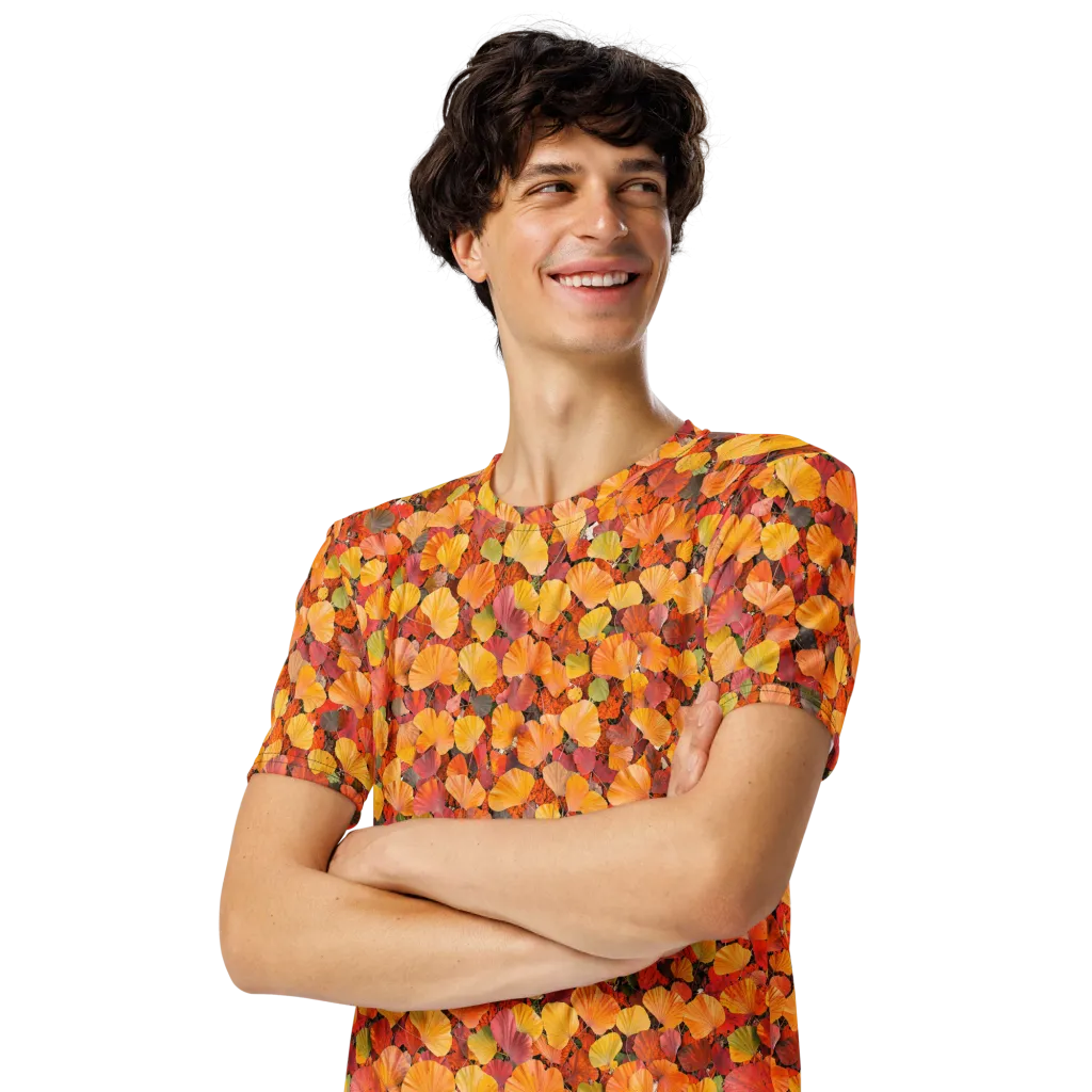 Ember Ginkgo on Men's Crew Neck T-Shirt — Left Front