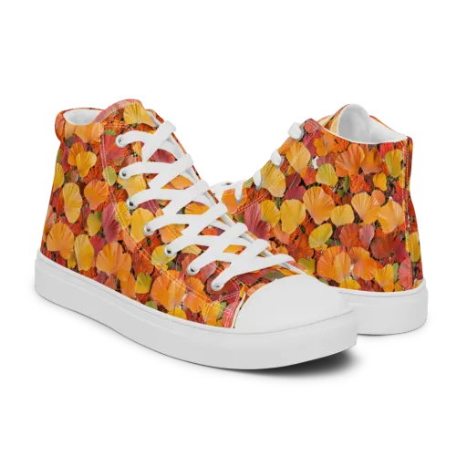 Ember Ginkgo on a Men's High Top Canvas Shoes