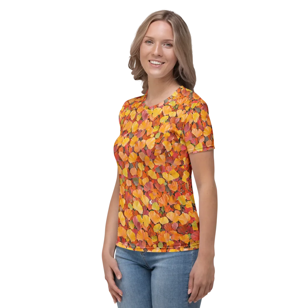 Ember Ginkgo on Women's Crew Neck T-Shirt — Left