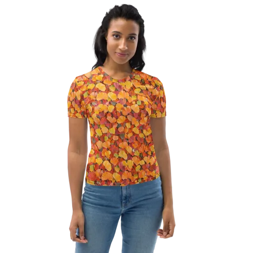Ember Ginkgo on a Women's Crew Neck T-Shirt