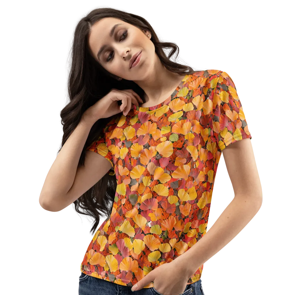 Ember Ginkgo on Women's Crew Neck T-Shirt — Left Front