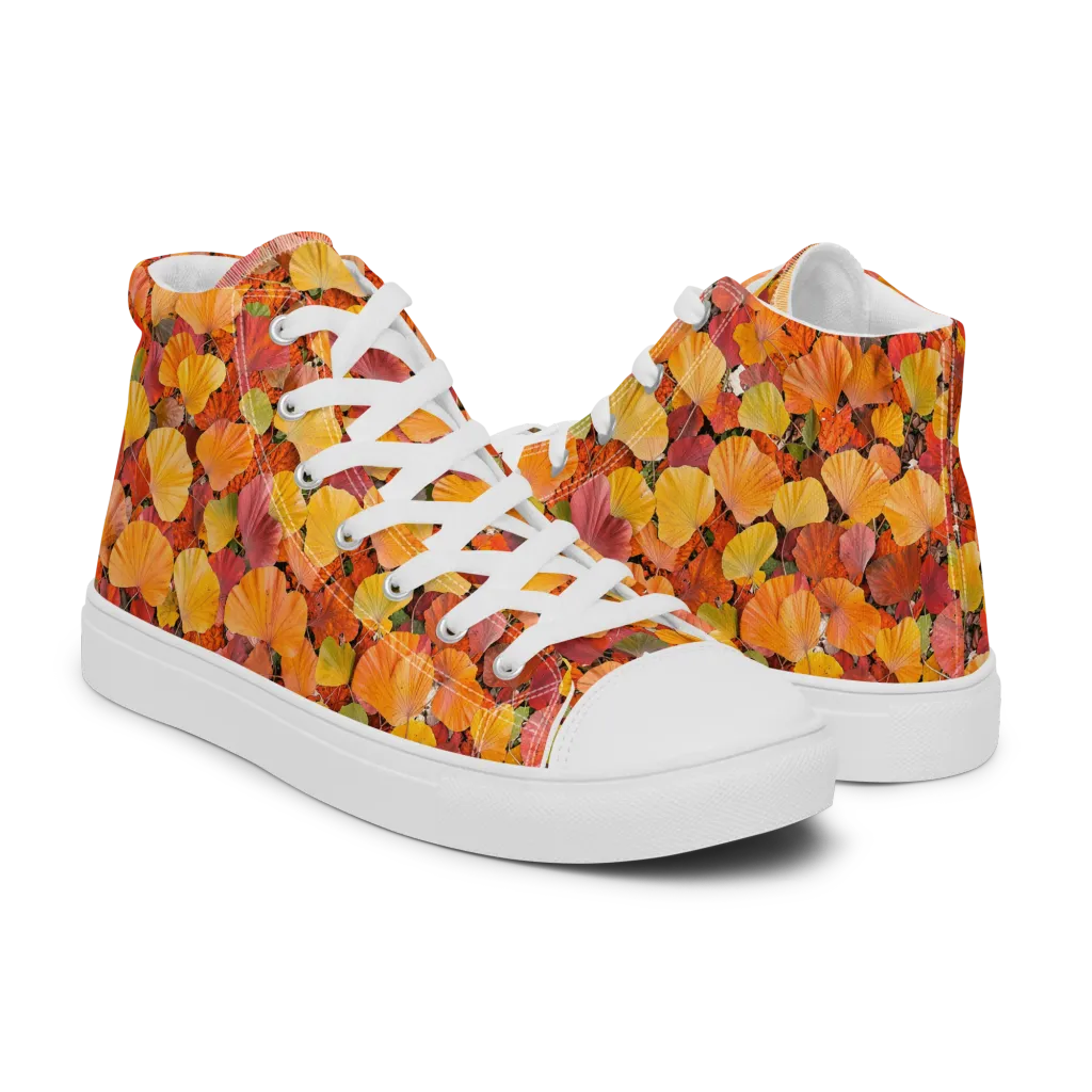Ember Ginkgo on Women's High Top Canvas Shoes — Right