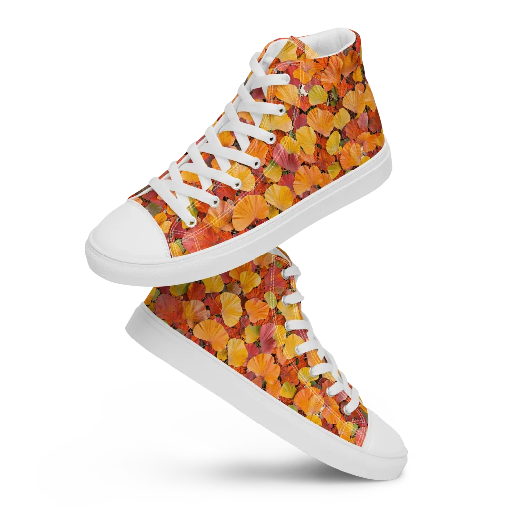 Ember Ginkgo on Women's High Top Canvas Shoes — Front