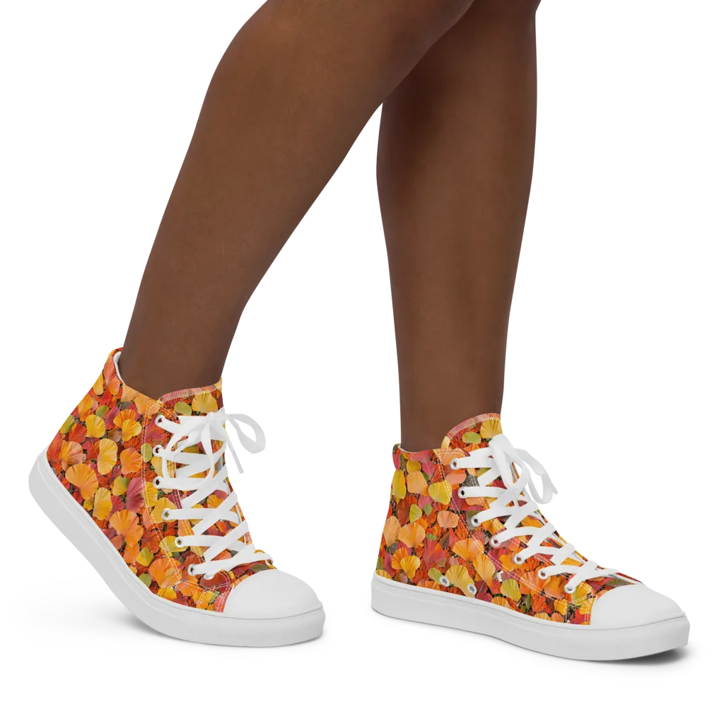 Ember Ginkgo on Women's High Top Canvas Shoes — Right