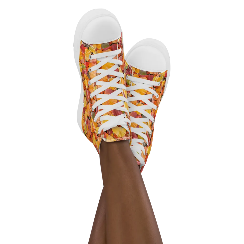 Ember Ginkgo on Women's High Top Canvas Shoes — Front