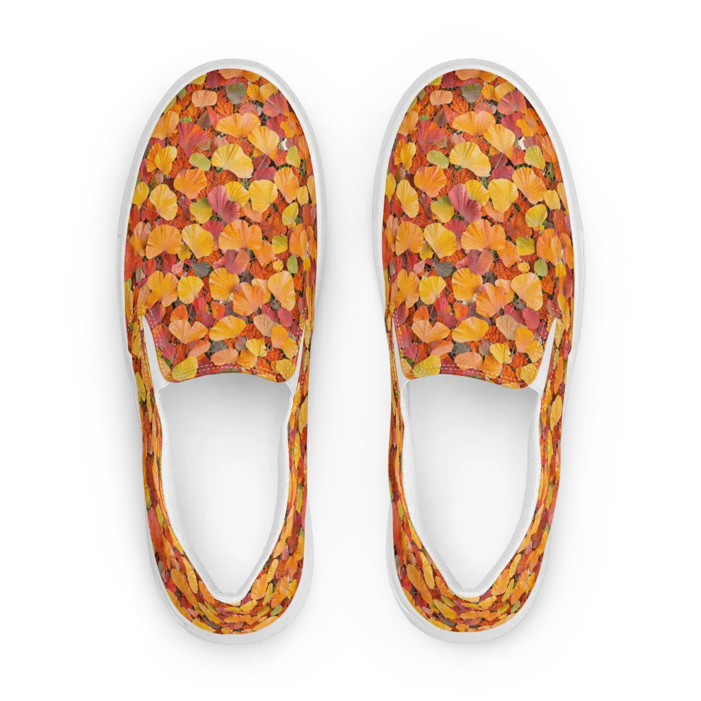 Ember Ginkgo on Men's Slip-On Canvas Shoes — Front