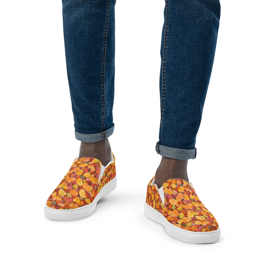 Ember Ginkgo on Men's Slip-On Canvas Shoes — Front