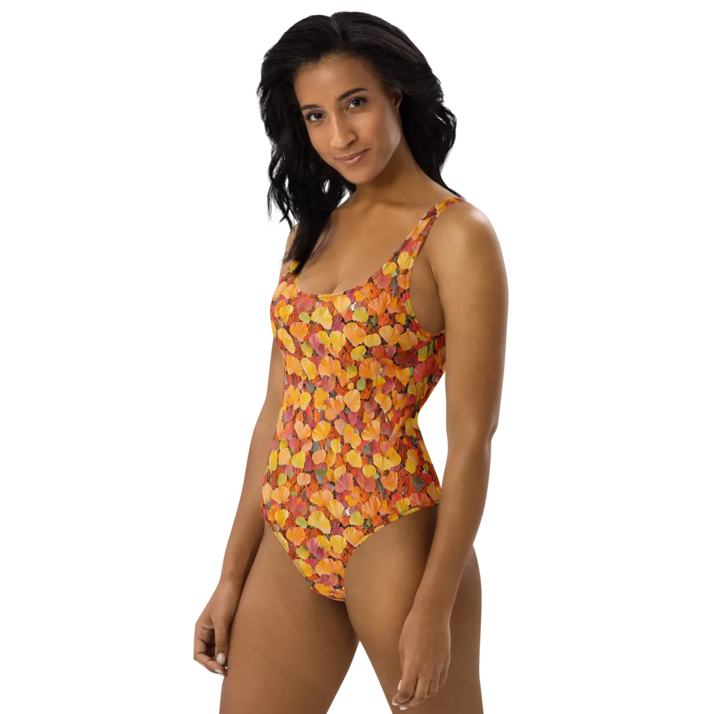 Ember Ginkgo on One-Piece Swimsuit — Left