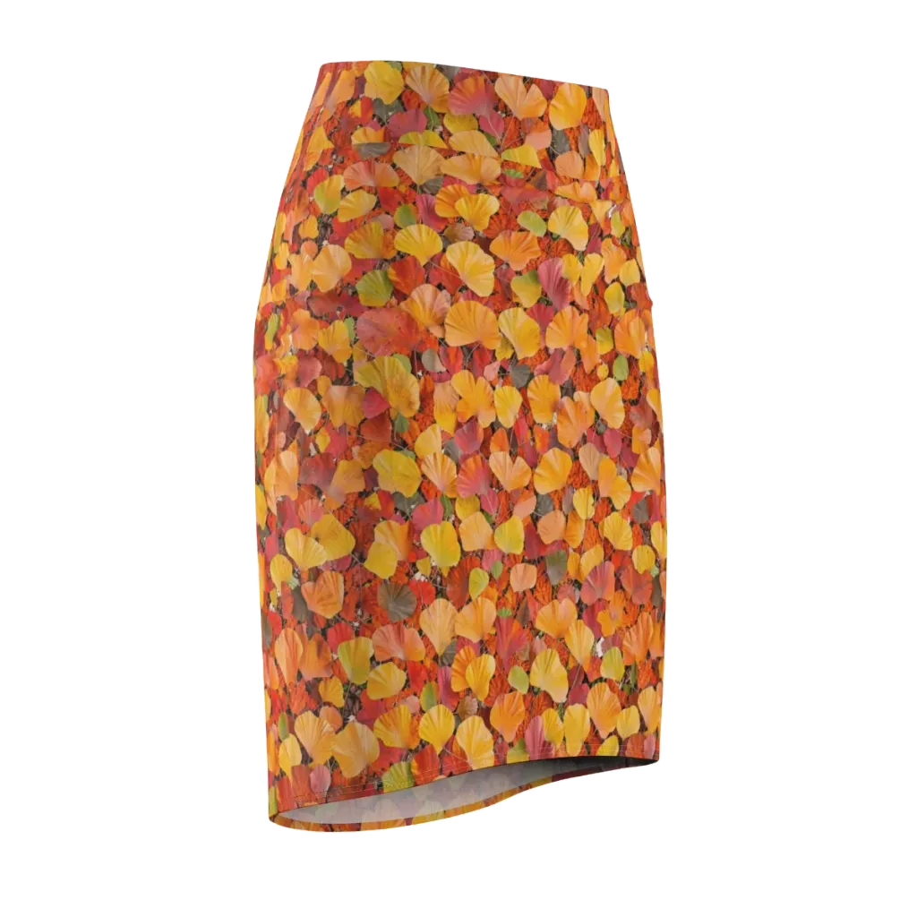 Ember Ginkgo on Pencil Skirt — Front Side