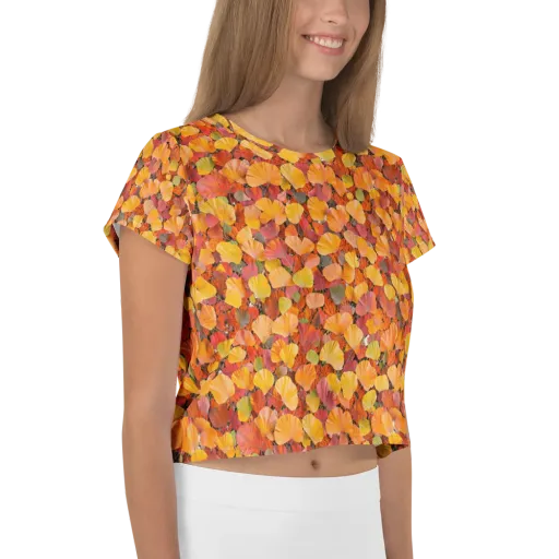 Ember Ginkgo on a Crop Tee